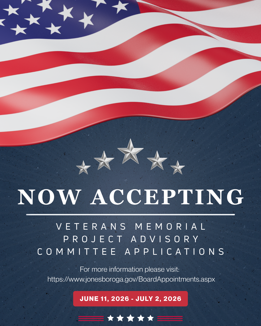 VETERANS MEMORIAL PROJECT ADVISORY COMMITTEE APPLICATIONS 